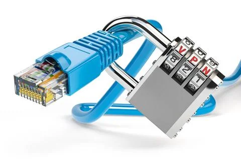 VPN, internet security and data protection concept. Network ethernet cable... Stock Photos