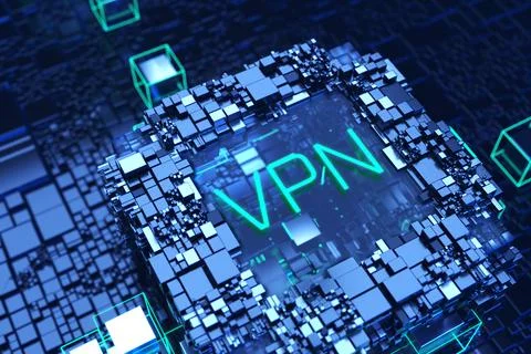 VPN network security internet privacy encryption concept. 3d render イラスト素材