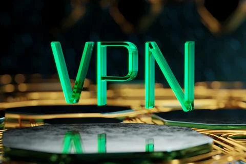 VPN network security internet privacy encryption concept. 3d render Illustrazione stock