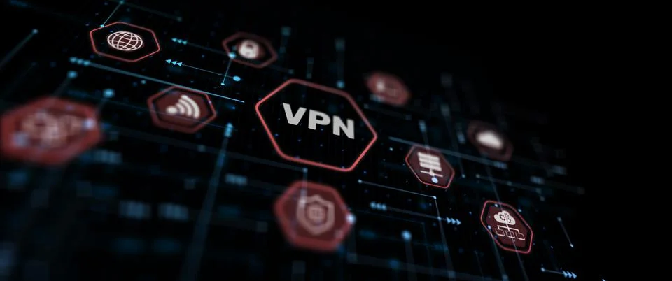VPN network security internet privacy encryption concept. Abstract Background Illustrazione stock