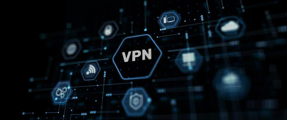 VPN network security internet privacy encryption concept. Abstract Background Stock Illustration