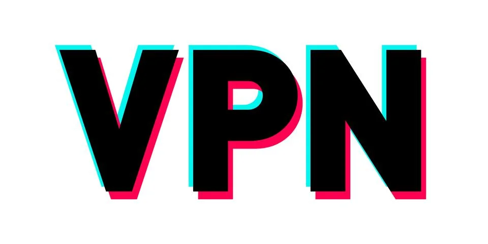 VPN. Online access via virtual private network. Text in colors of popular soc 스톡 일러스트