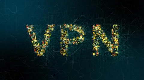 VPN, or virtual private network provides privacy, anonymity and security Stock Illustration