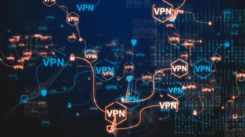 VPN, or virtual private network provides privacy, anonymity and security Illustrazione stock