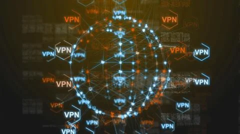 VPN, or virtual private network provides privacy, anonymity and security  Stock Illustration