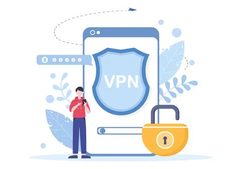 VPN or Virtual Private Network Service Cartoon Vector Illustration to Protect Stockillustratie