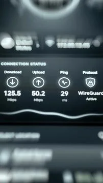 VPN performance panel measures live encrypted connection Stock Photos