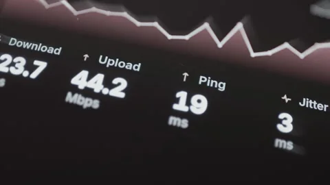 VPN performance shows 122.4 download 42.6 upload 17ms ping Stock Footage 342494902