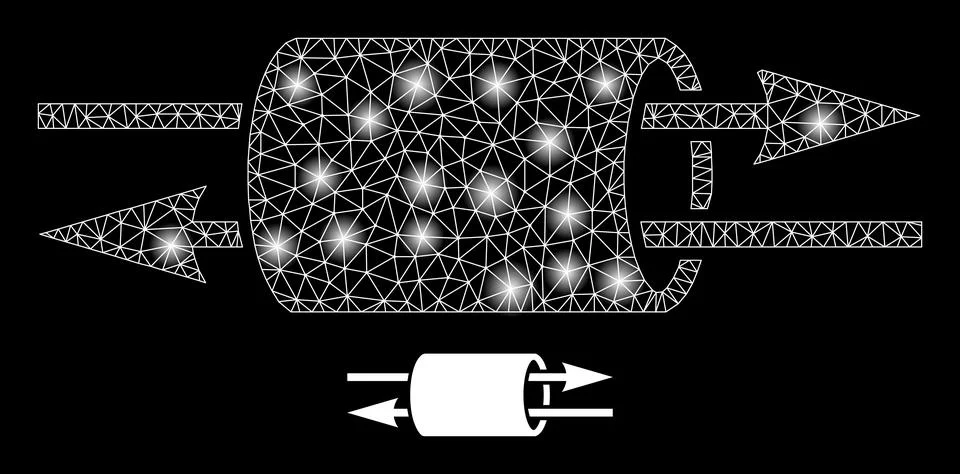 VPN Pipe Icon - Wireframe Mesh with Lightspots Illustrazione stock