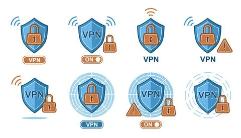 VPN Private Network security service. Secure connection. Shield with lock sign Stock Illustration