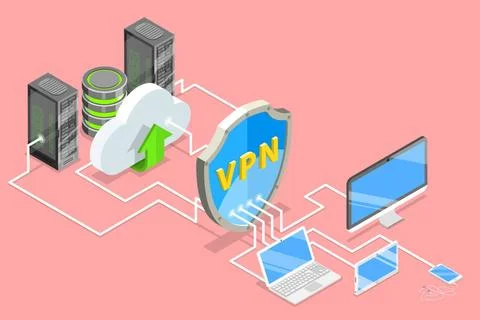 VPN protection isometric flat vector conceptual illustration. Isometric fl... Stock Photos