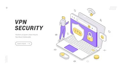 VPN Security And Data Privacy Protection Concept Isometric Vector Illustrat.. Stock Illustration