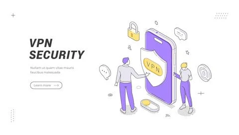 VPN Security Isometric Vector Illustration For Private Network Connection B.. Illustrazione stock
