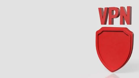 VPN Security Shield Online Privacy Protection Concept 3d render. Illustrazione stock