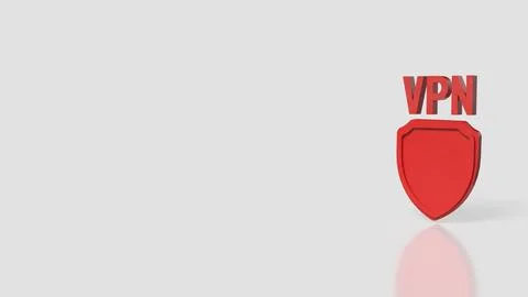 VPN Security Shield Online Privacy Protection Concept 3d render. Illustrazione stock