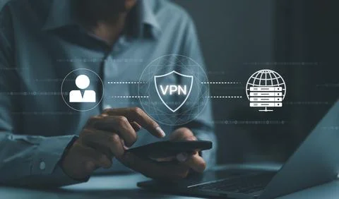 VPN server network security internet privacy encryption concept. Stock Photos