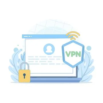 VPN service concept for personal data protection, showing secure connection. Stock Illustration