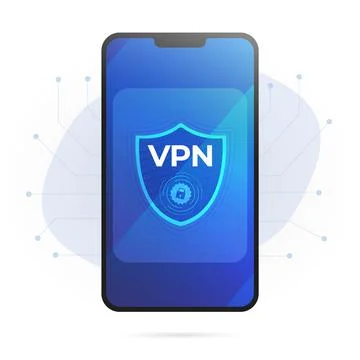 VPN Service concept. Virtual private network application - Internet Security and Stock Illustration
