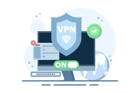 VPN Service Concept. Virtual private network access. Stock Illustration