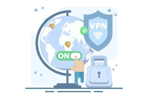 VPN Service Concept. Virtual private network access. Illustrazione stock