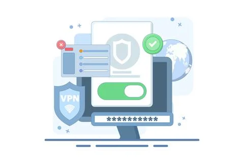 VPN Service Concept. Virtual private network access. Stock Illustration