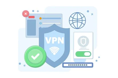 VPN Service Concept. Virtual private network access. Stock Illustration