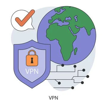 VPN service. Virtual private network access. Secure Internet connection Stock Illustration