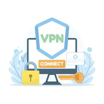 VPN services to protect personal data concept, representing online privacy. Stock-Illustration