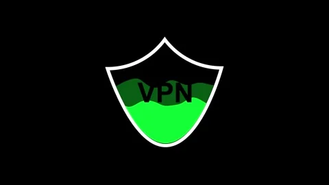 VPN Shield with Green Wave Pattern and Black Text on Black Background virtu.. Stock Footage 321586055