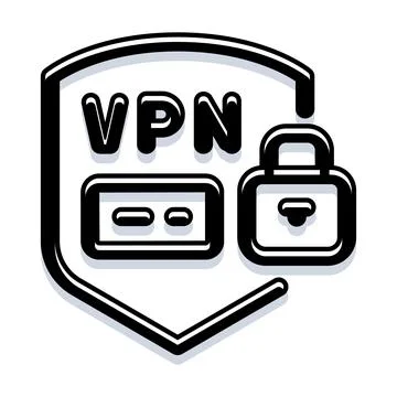 Vpn shield padlock protecting digital privacy and network security Illustrazione stock