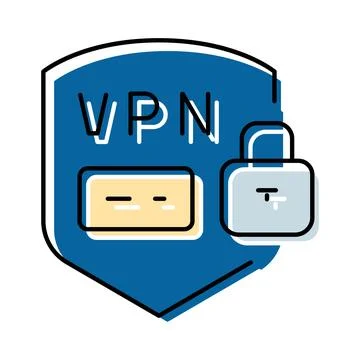 Vpn shield protecting digital data privacy Stock Illustration