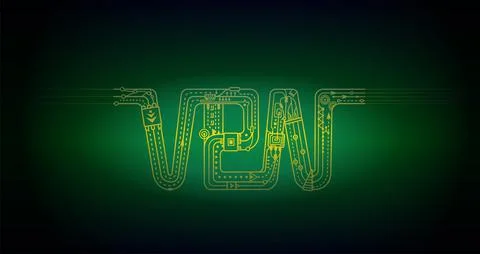 A VPN system. Virtual private network. Lettering composition. Stock Illustration