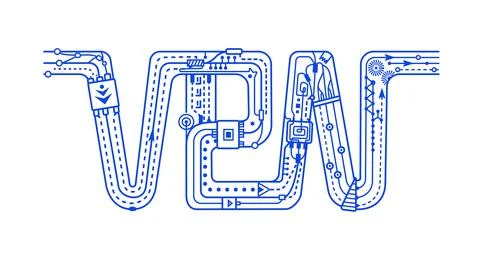 A VPN system. Virtual private network. Stock Illustration