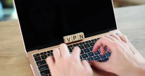 VPN technology and network security on laptop Stock Footage 222978702