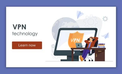 VPN technology concept with shield icon. Vector illustration 스톡 일러스트