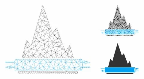 VPN Tunnel Vector Mesh Network Model and Triangle Mosaic Icon Stock Illustration