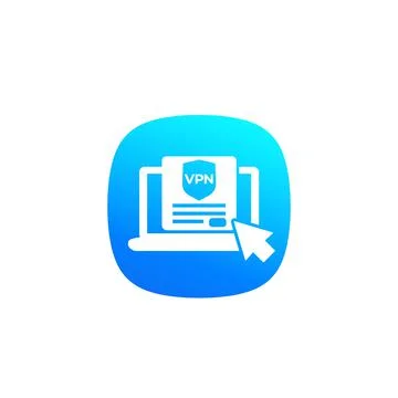 VPN, vector icon with laptop computer Illustrazione stock