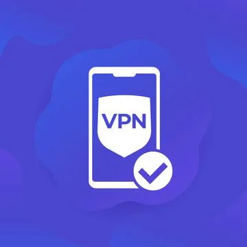 VPN, vector icon with a mobile phone Illustrazione stock
