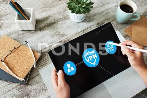 VPN - Virtual perivate network. Internet conncetion privacy concept. Stock Photos