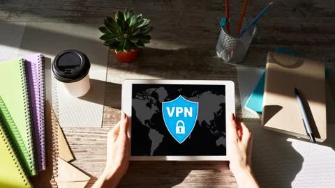 VPN - Virtual perivate network. Internet conncetion privacy concept. Stock Photos