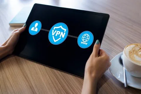 VPN - Virtual perivate network. Internet conncetion privacy concept. 库存照片