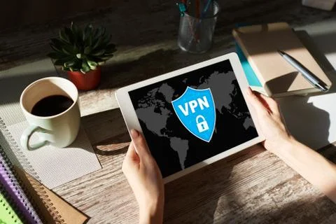 VPN - Virtual perivate network. Internet conncetion privacy concept. 库存照片