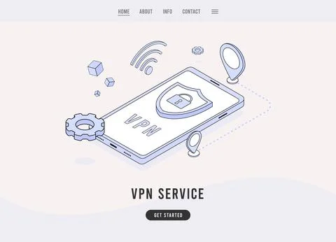 VPN - virtual private network concept. VPN encrypted secure connection. Flat Stock Illustration