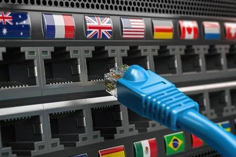 VPN virtual private network conncetion concept. Lan cable and a router wit... Stock Photos