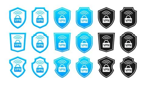 VPN Virtual private network connectivity. Shield with VPN Illustrazione stock