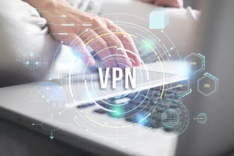 VPN, Virtual private network. Internet connection privacy concept. Modern lap Stock Photos