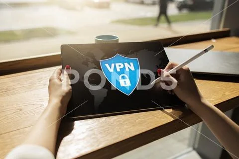 VPN Virtual Private network protocol. Cyber security and privacy connection Stock Photos