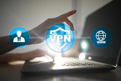 VPN Virtual Private network protocol. Cyber security and privacy connection Stock Photos