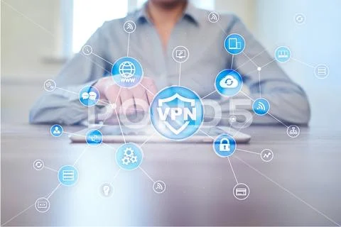 VPN Virtual Private network protocol. Cyber security and privacy connection Stock Photos
