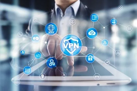 VPN Virtual Private network protocol. Cyber security and privacy connection Stock Photos